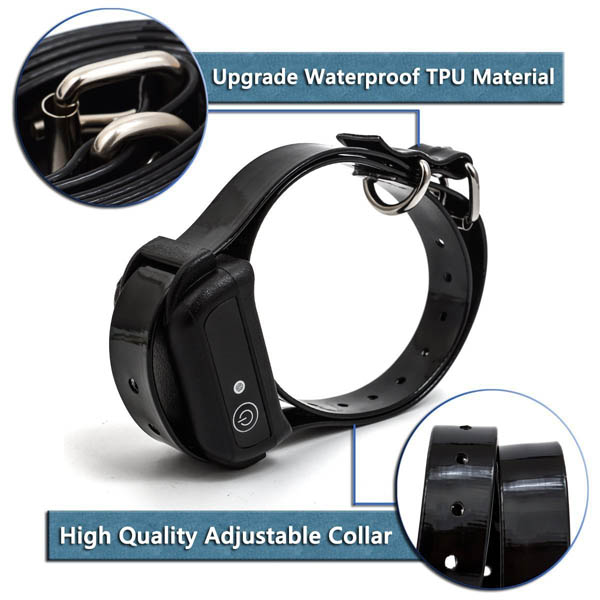 Collier dressage chien électrique rechargeable et étanche 1000m Anti Aboiement Ceinture TPU réglable